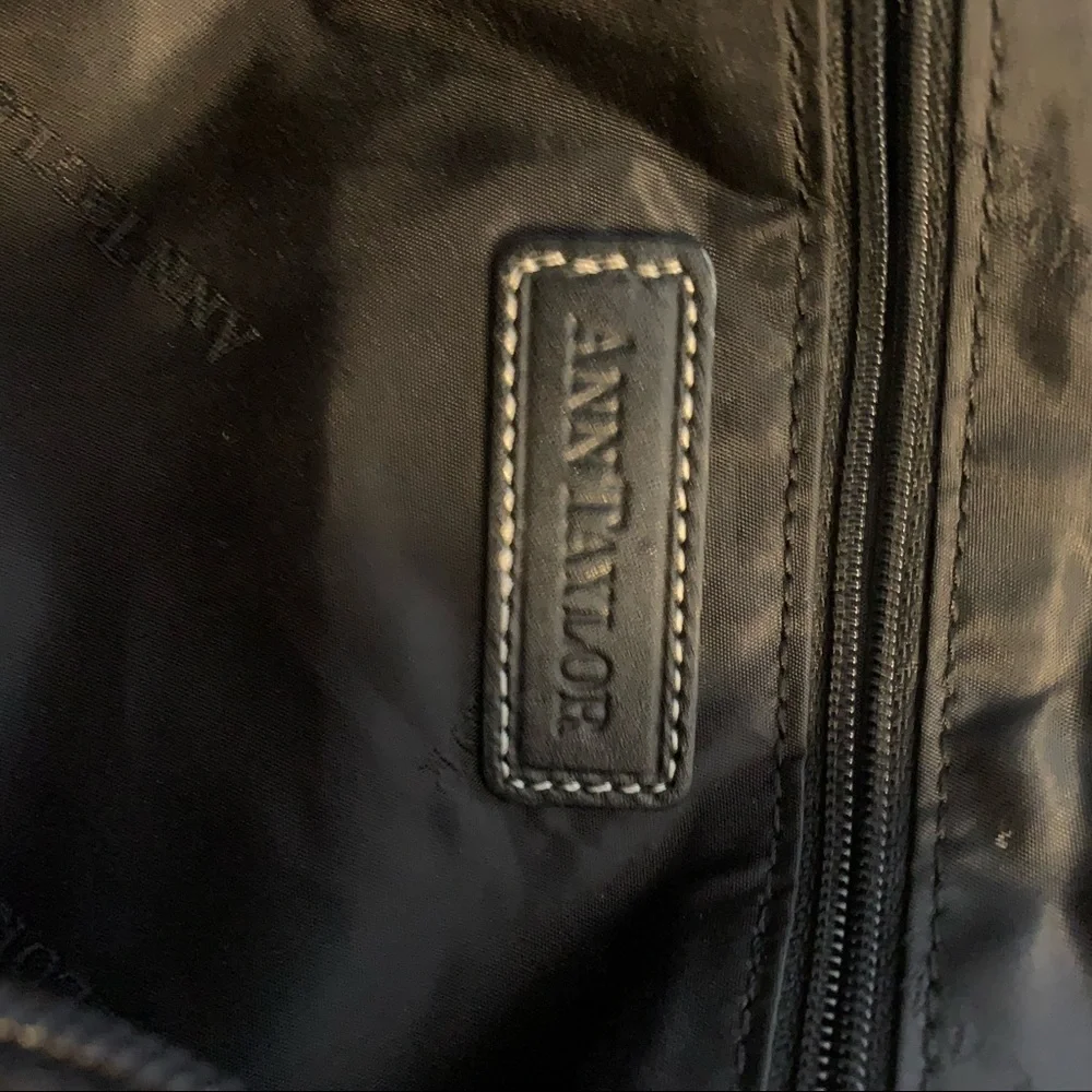 Ann Taylor Black Fabric Shoulder Bag Gray Handbag
